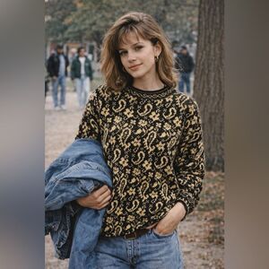 Vintage Metallic Gold Sweater Y2K 90s G4